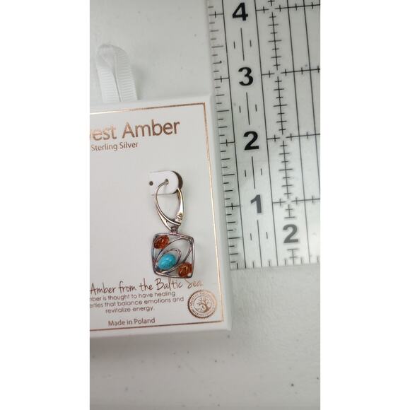Midwest Amber Sterling Silver From Baltic Sea Earrings - Picture 4 of 6
